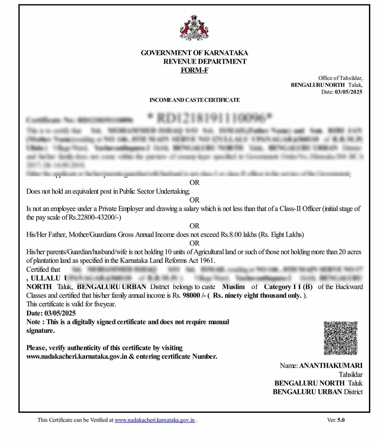 Minority Certificate